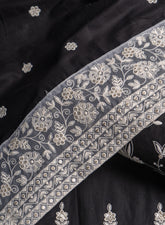 Pure Cotton Cambric Black Color Unstitched  Suit Set.